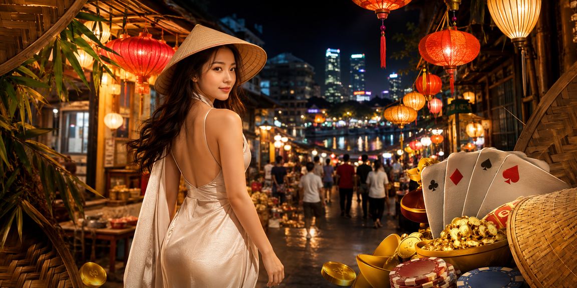 Người chơi bài tại Hà Nội với chiếc nón lá truyền thống, thể hiện văn hóa giải trí Việt Nam