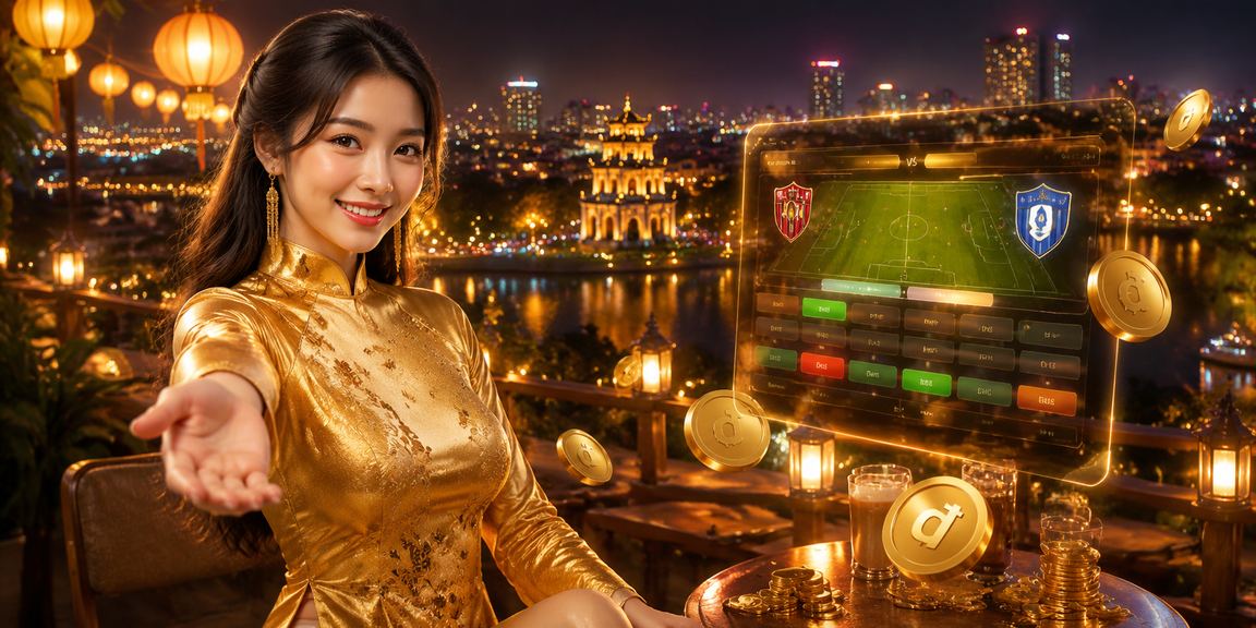 Người dùng Hà Nội trong trang phục áo dài theo dõi kết quả cá cược thể thao