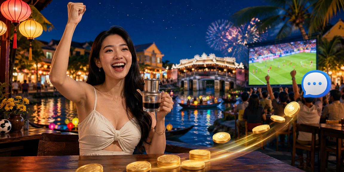 Không gian giải trí casino hiện đại tại Việt Nam với ánh đèn neon và bàn chơi trực tiếp